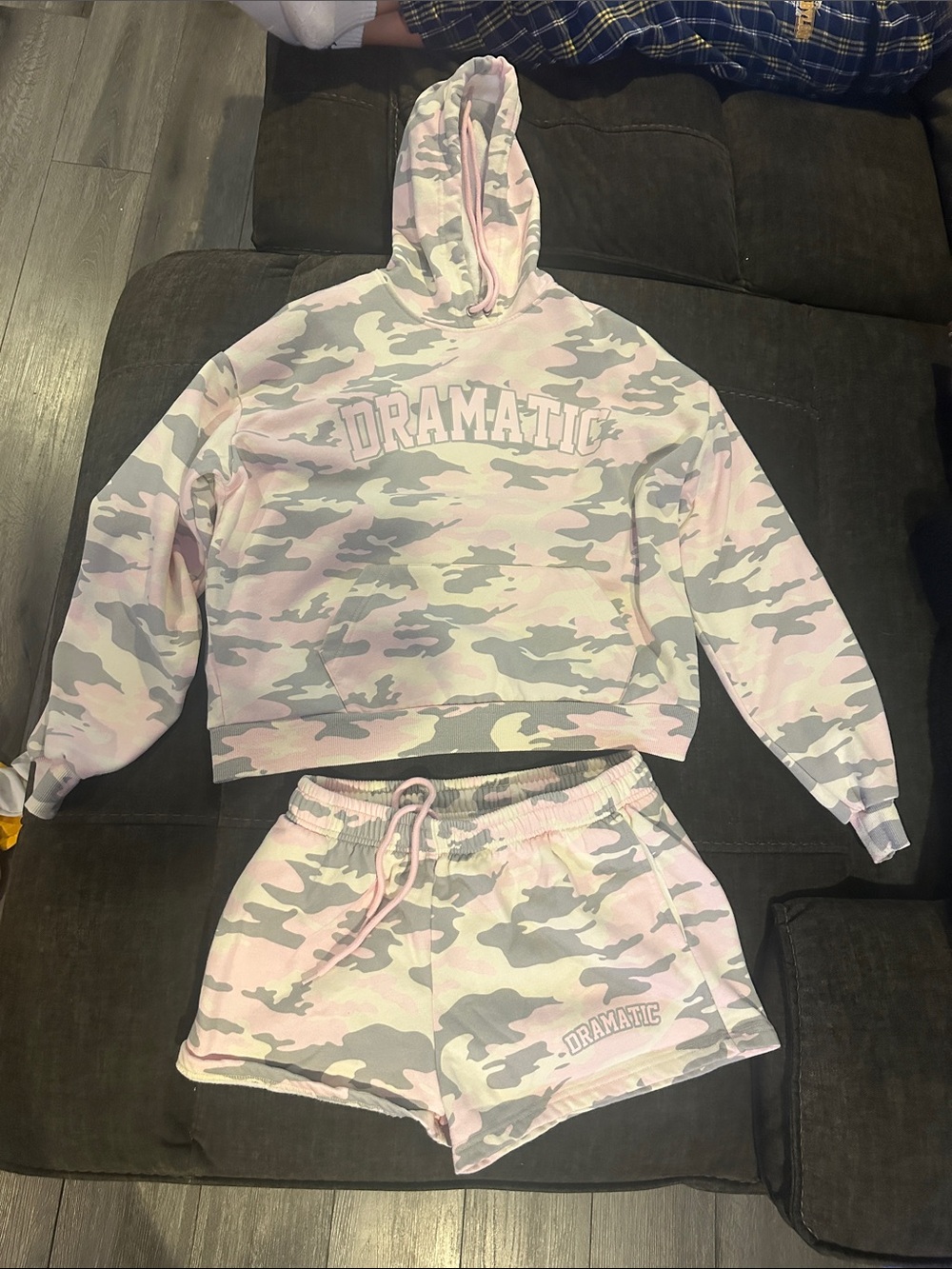 Carbon Pink & Gray Camo "DRAMATIC" Hoodie and Shorts Set